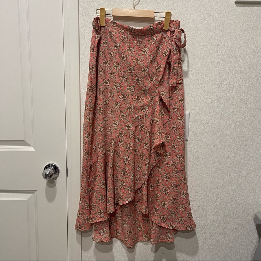 Max Studio Asymmetrical Floral Skirt in Pink